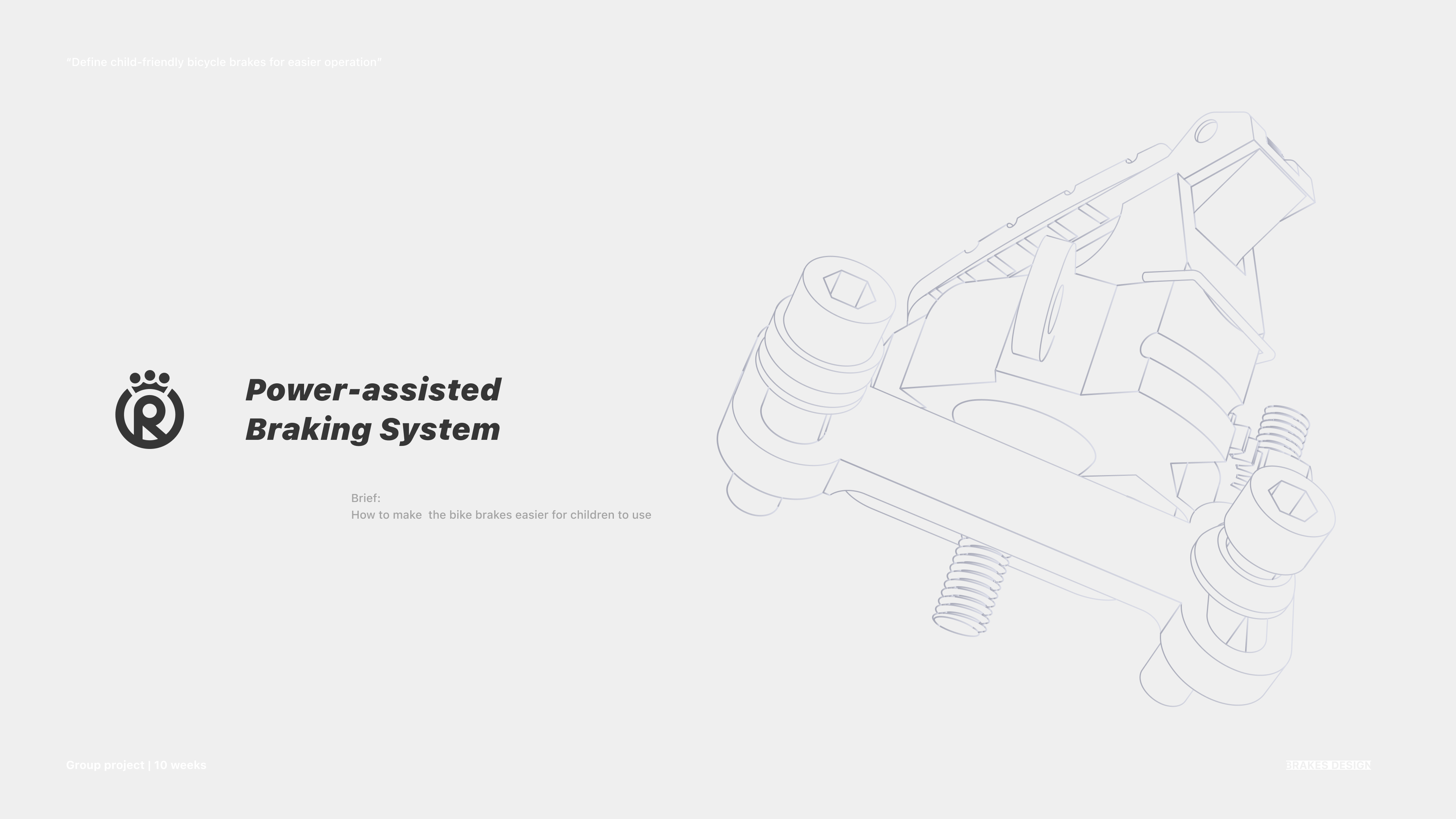 Power-assisted Braking System cover with the brief "how to make the bike brakes easier for children to use".
